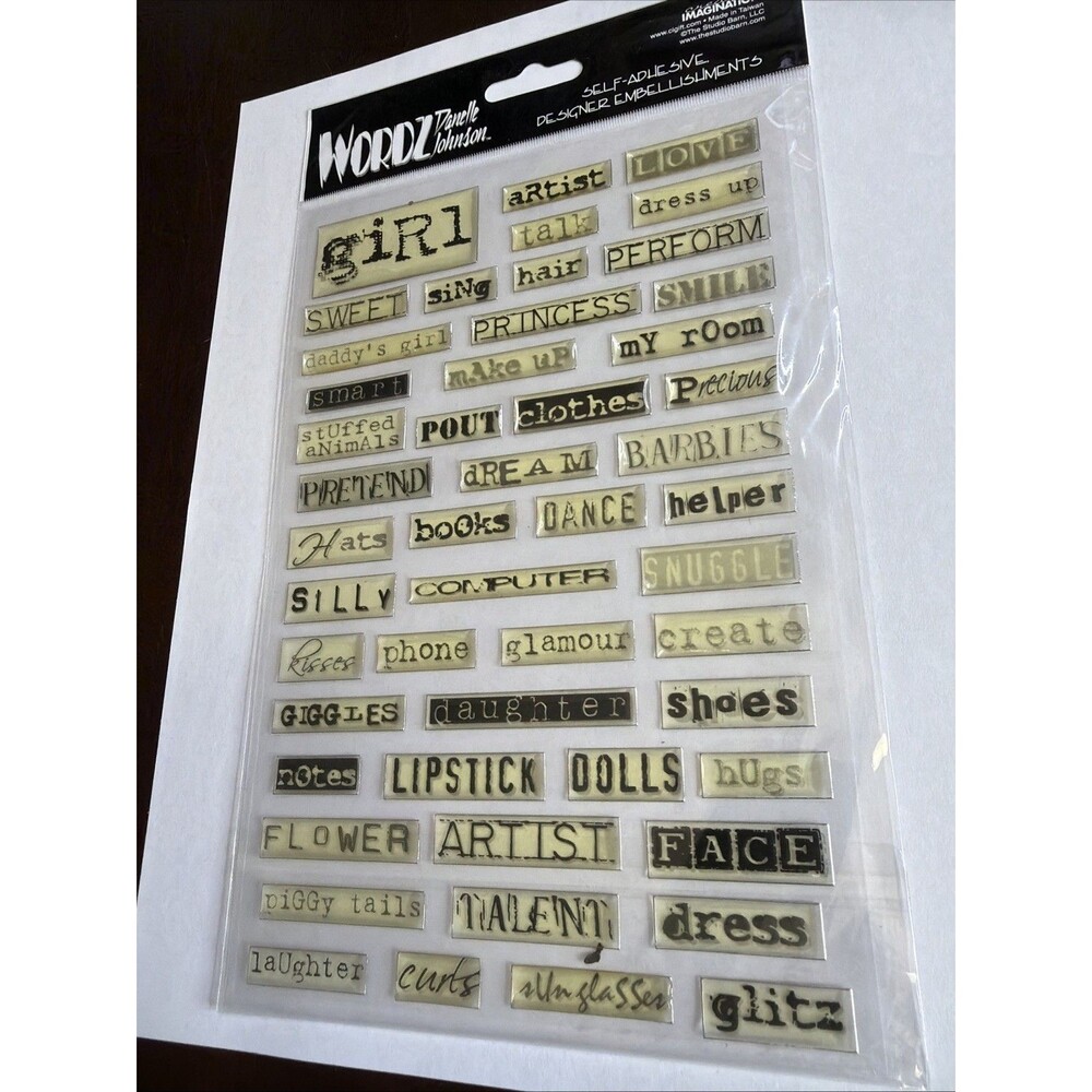 Creative Imaginations Girl Words & Phrases Self-Adhesive Stickers Beige Black